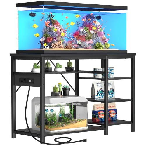 GRLEAF 20-40 Gallon Aquarium Stand: 800LB Capacity, Built-In Power Outlets, 3-Tier Shelves for Fish Tank Accessories Storage, Heavy-Duty Steel/Wood Hybrid for Fish & Reptile Tanks | Excludes Tank - size: 30-40 Gallon