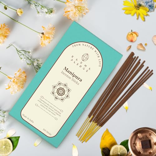 KarmaPledge Manipura Incense Sticks, Burn Time 45-60 Min, 100 Sticks - color: Manipura