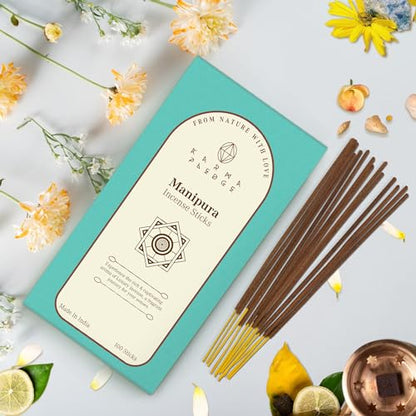 KarmaPledge Manipura Incense Sticks, Burn Time 45-60 Min, 100 Sticks - color: Manipura