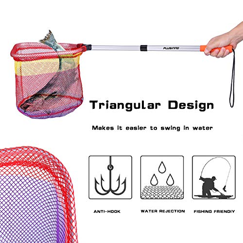 PLUSINNO Kids Fishing Net, Telescopic Lightweight Landing Net with Aluminum Pole Handle and Nylon Mesh, Catch and Release Butterfly Net for Kids Youth Outdoor - color: 1 Pack-Silver