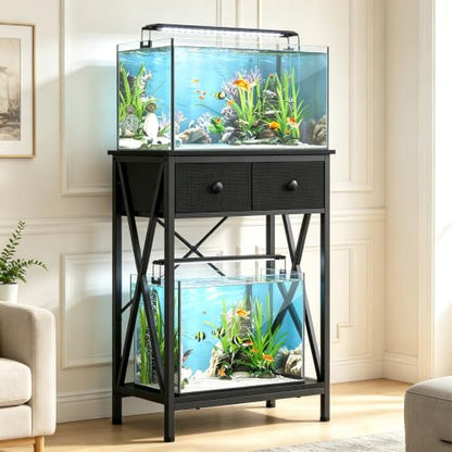 Fish Tank Stand with Drawer, 5-10 Gallon Aquarium Stand Easy Assemble - color: Black, size: 5-10 Gallon