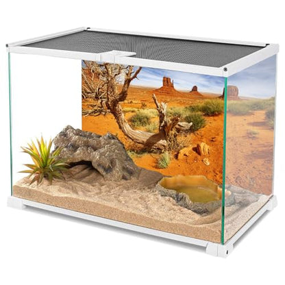 AWERT 72x16 in Terrarium Backdrop Orange Desert Reptile Habitat Background | AWERT Canyon Deadwood Rocky Desert Polyester Terrarium Background - size: 72x16in/180x40cm