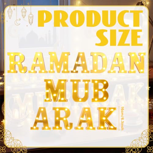 Aurelema Sukkot Large LED Letter Sign LED Lights Battery Powered Table Decoration for Party Gift Tabletop Decoration(Glossy Ramadan) - size: 8.27 inches, style: Glossy Ramadan