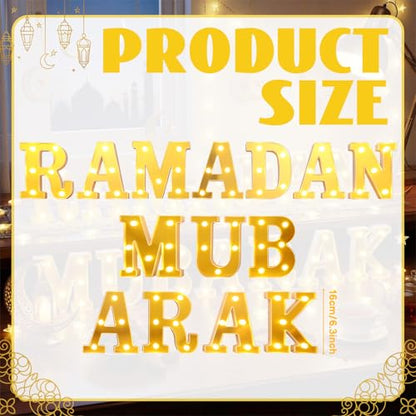 Aurelema Sukkot Large LED Letter Sign LED Lights Battery Powered Table Decoration for Party Gift Tabletop Decoration(Glossy Ramadan) - size: 8.27 inches, style: Glossy Ramadan