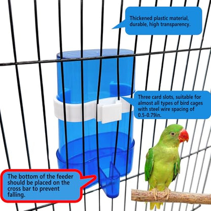 Parakeet Water Dispenser Parrot Water Feeder Bird Seed Container for Cage Cockatiel Cage Accessories Automatic Feeding for Budgies Finch Small Birds 2pcs - color: Coloured