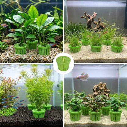 8pcs Aquarium Plant Holder Set, Fish Tank Plant Holders, Aquarium Planter for Fish Tank Planting, Aquatic Decoration for Aquariums, Fish Tanks, Green
