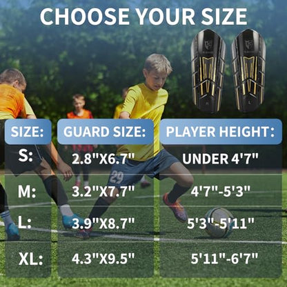 K-Shield Soccer Shin Guards with 2 Pairs Sock Sleeves for Kids Youth Adults | Protective Football Shin Pads, Breathable Lightweight Calf Guards for Boys Girls Men Women - size: M:4'7"-5'3"