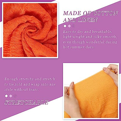 Geyoga 6 Pcs Women Scarf Shawl Hijab Scarves Cotton Crinkle Hijab for Women Blend Shawl Crinkle Wrap Head for Seasons - color: Fresh Colors