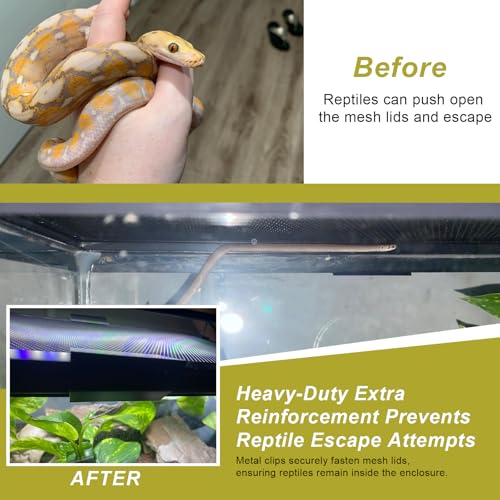 4 Pack Reptile Terrarium Covers Heavy Duty Screen Clips, Large 30 Gallon or Larger Reptile Aquarium Tank Lid Clips, Reptile Enclosure Lock, Provide Strong Extra Security