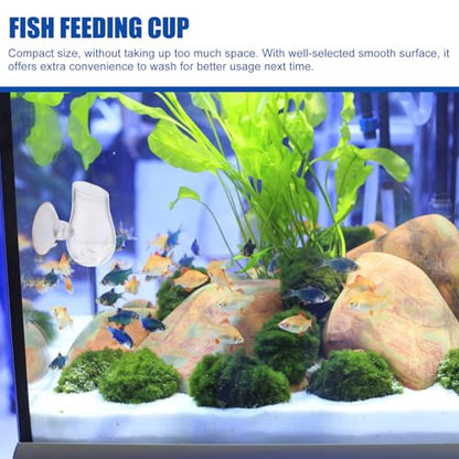 Garneck Glass Aquarium Fish Feeder Cup Worm Bait Container Fish Tank Feeding Cup for Aquarium Use