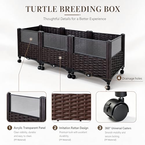 Turtle Tank, Reptile breeding Tank, Large Enclosure for Land Turtles, Large Enclosure for sea Turtles, Habitat for sea Turtles, Optional Increase in Quantity, add 10 Wheels, Turtle Supplies