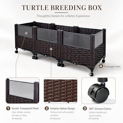 Turtle Tank, Reptile breeding Tank, Large Enclosure for Land Turtles, Large Enclosure for sea Turtles, Habitat for sea Turtles, Optional Increase in Quantity, add 10 Wheels, Turtle Supplies