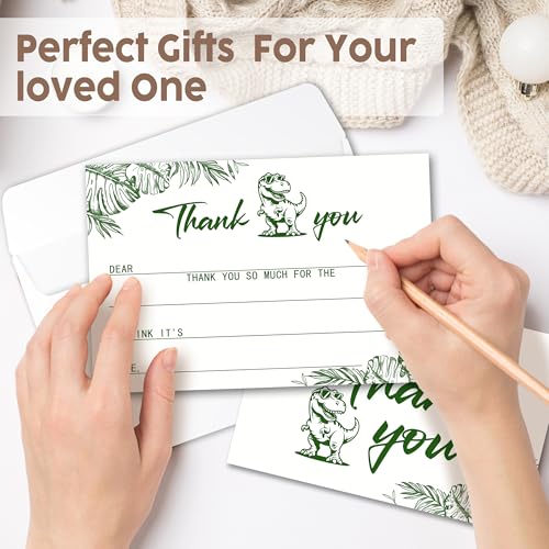 Kids Thank You Cards with Envelopes, Dinosaur Theme Fill in the Blank Thank You Notes for Kids, Toddler Stationery Set, Ideal for Birthday Party, Graduation & School Gag Gifts - B01 - color: Dinosaur Style