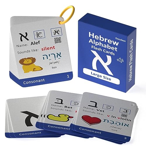 Hebrew Biblical Alphabet Syllabary Flash Cards – Alef Bet Letter Educational Jewish Language Learning Flashcards