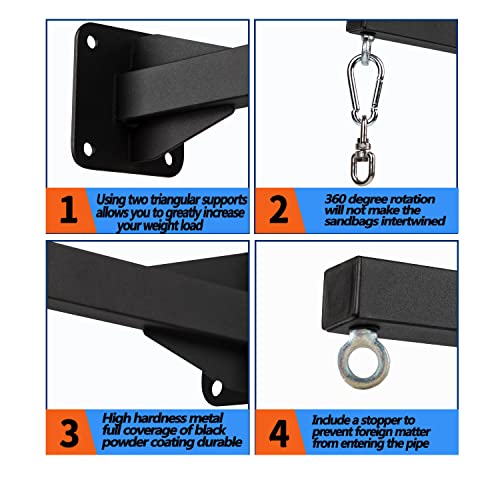 Heavy Punching Bag Wall Mount Hanger,Heavy-Duty Boxing Bag Bracket,Punching Bag Mount Stand for Muay Thai and MMA Training, 360 Rotation Swivel Hook Matte Black