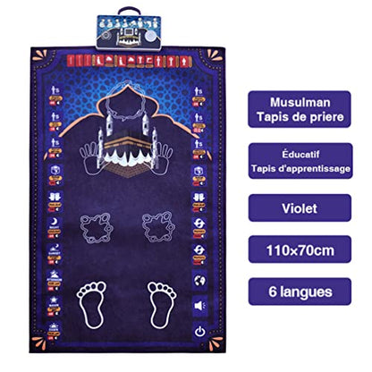 Adult Educational Interactive Prayer Mat-Islamic Gifts Muslim Purple - style: Purple-MMM