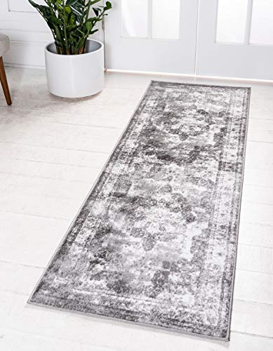 Unique Loom Sofia Collection Area Rug - Salle Garnier (2' x 6' 7" Runner, Gray/ Ivory) - color: Gray/Ivory, size: 2' x 6'7" (Runner)