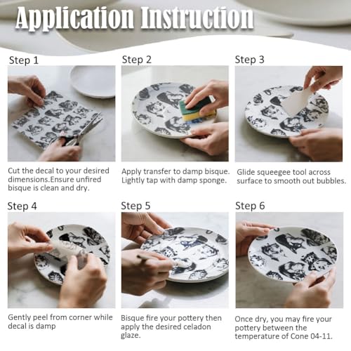 SUPERDANT 6PCS Mixed Underglaze Paper Transfer Dogs Dinosaur Animals Transfer Paper for Clay Ceramic Bees Heart Porcelain Under Glaze Transfers for Pottery Underglaze Decal Papers Handcrafted Gifts - style: Mixed Styles (Dogs)