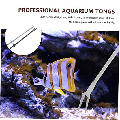 Aquarium Tweezers Extra Long Water Plants Tweezer Set Fish Tank 50cm Gray and Black Pair