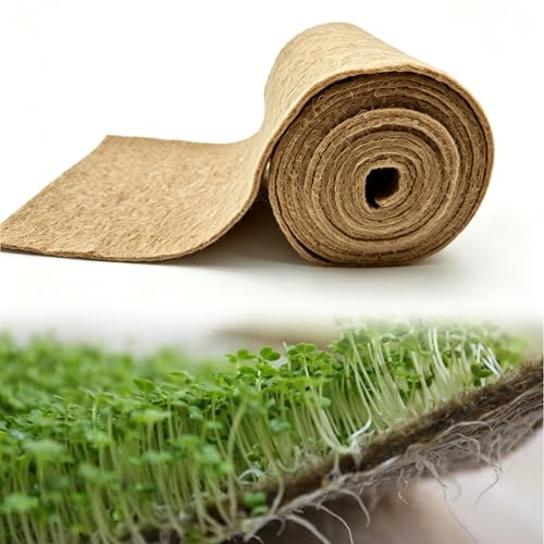Microgreen Growing Trays Mat, 10" x 100", Jute Fiber, 1 Roll | Natural Fiber Grow Kit, For Germination Tray, For Sprout Wheatgrass, For Bean Sprouts, Hydroponic Seed Growing - size: 10" X 100"