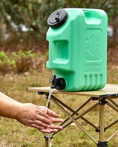 UPWOIGH 3.5 Gallon Camping Water Jug with Spigot, Mint Green, 1 Pack | BPA-Free HDPE, Dual Cap Openings, Built-In Handles, Leak-Resistant Design, Portable Storage for Travel and Emergencies - color: Mint Green
