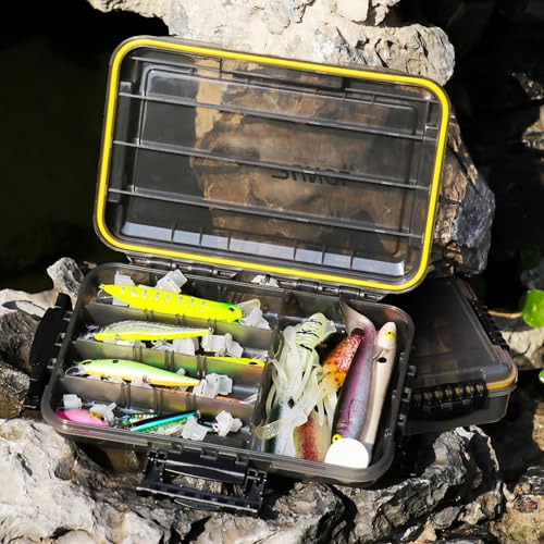 RUNCL Fishing Tackle Box, Waterproof Tray for Jigs Lures, Thicker Floating Tackle Utility Box with Adjustable Dividers, 3600/3700/Large 3700 Size - color: 1PC Deep 3700