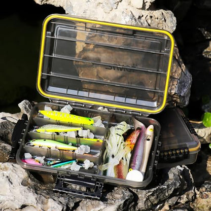 RUNCL Fishing Tackle Box, Waterproof Tray for Jigs Lures, Thicker Floating Tackle Utility Box with Adjustable Dividers, 3600/3700/Large 3700 Size - color: 1PC Deep 3700
