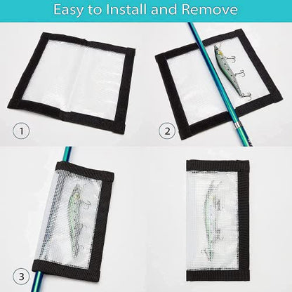 2-8 Pack Fishing Lure Wraps, Resistant Clear PVC Lure Covers for Rod Fabric Hook Protectors - color: 8 Pack