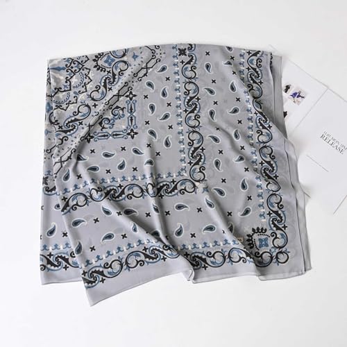 K-Elewon Large Square Scarf 51" Headscarf Chiffon Fashion Scarves Turbans Hair Wrapping Scarfs - color: C-grey
