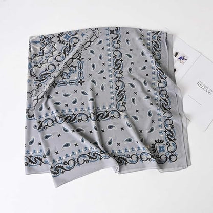 K-Elewon Large Square Scarf 51" Headscarf Chiffon Fashion Scarves Turbans Hair Wrapping Scarfs - color: C-grey