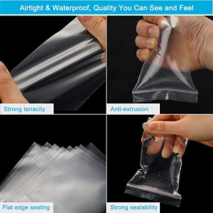 2''x 2'', (Pack of 100) 2 mil Thick Clear Plastic Reclosable Zip Poly Bags with Resealable Lock Seal Zipper for Photo, Jewelry, Bakery, Treats, Travel, Storage, Packaging & Shipping - size: 2" x 2"