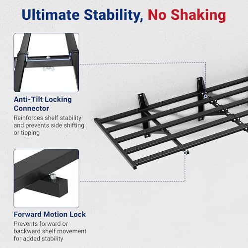 FLEXIMOUNTS 2-Pack 2x6ft Heavy Duty Garage Wall Shelving, 1200lbs Capacity, Garage Shelving Wall Mounted with 8 Hooks, Storage for Power Tools, Garden Supplies, Storage Bins, Lite Series - size: 2pack 2x6ft w/ 8 hooks-1200lbs