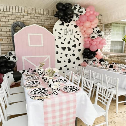 Pink Black Cow Balloons, 60 Pcs Cow Print for Girls Cowgirl Birthday Party - color: Pink Black Cow