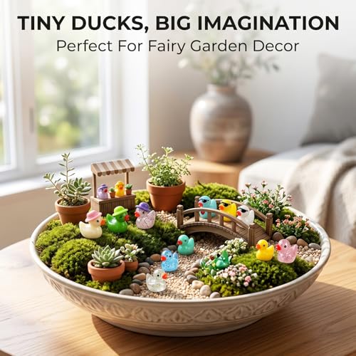 Miniature Luminous Resin Duck Figurines, Desktop Ornaments, 100 PCS