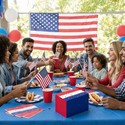4th of July Napkins, 200Pcs Patriotic Napkins Disposable, Red White and Blue Star Stripe American Flag Paper Hand Towels Fourth of July Napkin for Table Dinner Bathroom Independence Day Party Supplies - color: Red white and blue-Patriotic, size: 200Pcs