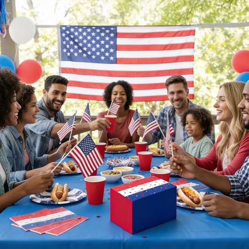 4th of July Napkins, 100Pcs Patriotic Napkins Disposable, Red White and Blue Star Stripe American Flag Paper Hand Towels Fourth of July Napkin for Table Dinner Bathroom Independence Day Party Supplies - color: Red white and blue-Patriotic, size: 100Pcs