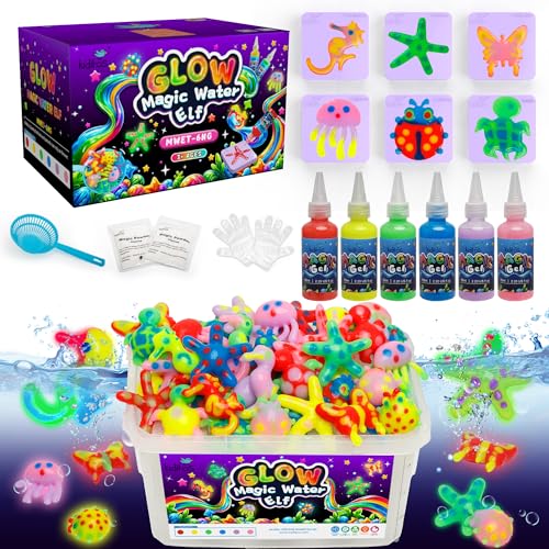 Kiditos Glow-in-the-Dark Magic Water Elf Toy Kit for Kids, DIY Craft Kit | 6 Gels & 6 Molds, Magic Aqua Fairy Water Gel Kit, STEM Science Activity, Party Favors & Birthday Gifts for Kids Ages 3+ - color: 6 Colors, size: Glow-in-the-Dark