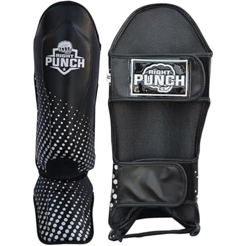 PU Leather Shin Guards for Kickboxing, MMA, Muay Thai Training, Protective Shin Pads - color: Black\Silver, size: X-Large