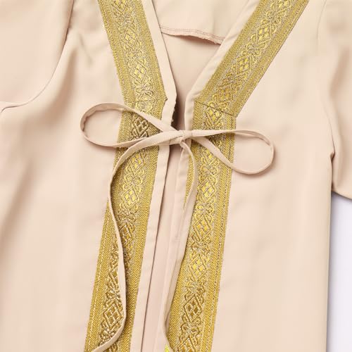 Muslim Clothes for Baby Boy Arabian Robe Plaid Turban Scarf Eid Ramadan Dubai Attire Infant Abaya Saudi Kaftan Kurta - color: Beige, size: 6-12 Months