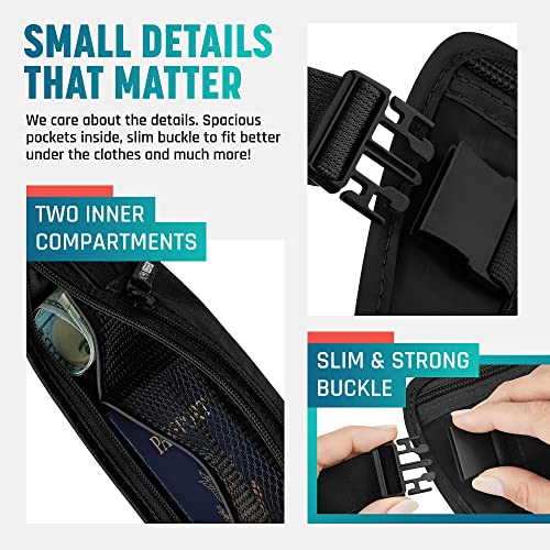 Alpha Keeper Money Belt for Travel for Men Hidden RFID Passport Holder - color: Black