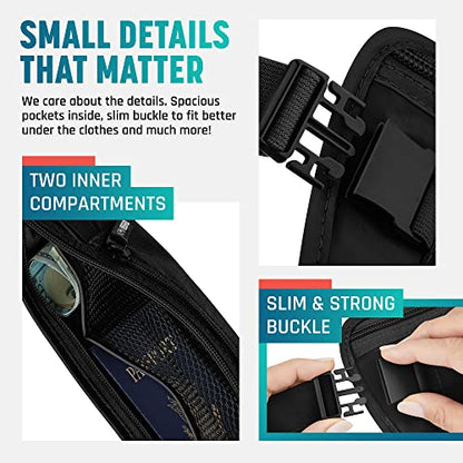Alpha Keeper Money Belt for Travel for Men Hidden RFID Passport Holder - color: Black