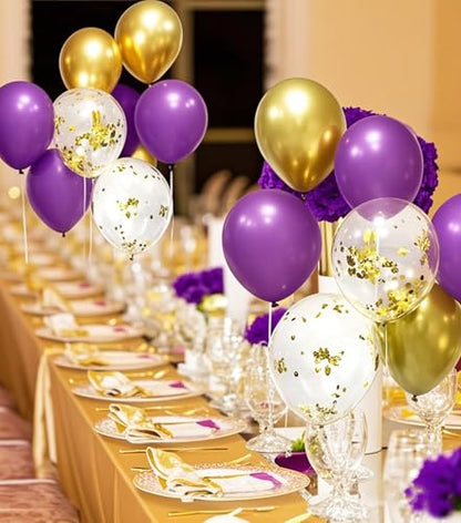 Graduation Decorations Purple Gold 2026/Purple Gold Balloons/Purple Graduation Party VIKINGS NYU LSU/Birthday Party Decor for Women Purple Gold/Eid Mubarak Decorations
