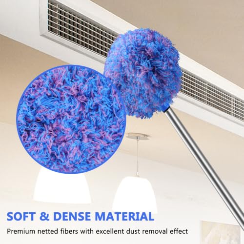 Ceiling Fan Cleaner Duster Reusable Microfiber Ceiling Fan Blade Cleaner Removable Duster with Extension Pole Adjusts 13 to 49.7 Inch for Cleaning Walls Furniture Door Window Top (Blue Pink) - color: Blue Pink