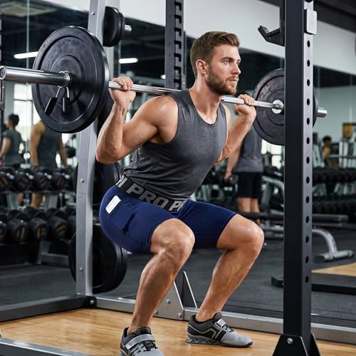 LANBAOSI Mens Compression Shorts with Phone Pocket Running Gym Yoga Athletic Tights Baselayer Summer Cool Dry Underwear Pack - color: Black+grey+navy, size: Medium