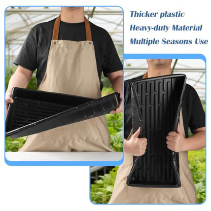 50-Pack Heavy-Duty 1020 Seed Trays No Holes, Thick Plastic Plant Flats | Reusable Growing Trays for Seed Starting, Propagation, Microgreens, Transplanting & Bottom Watering (21" x 11", 2.76" Deep) - color: Black, size: 50p 1020 Trays No Holes