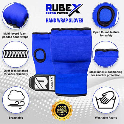 Slip on Boxing Hand Wraps Padded Thick Knuckle Inner Gloves 36 inches Elastic Wrist Strap Quick Wrap Under Mitts for Martial Arts, Muay Thai, MMA, Kickboxing Men Womem - color: Blue, size: X-Large