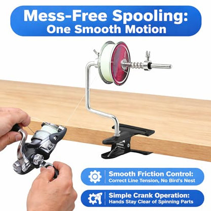 Fishing Line Spooler, Portable Table Mount Fishing Line Spooler | Adjustable Design Fits Most Spool Sizes, Easy To Install, Convenient Tool For Winding And Removing Fishing Line