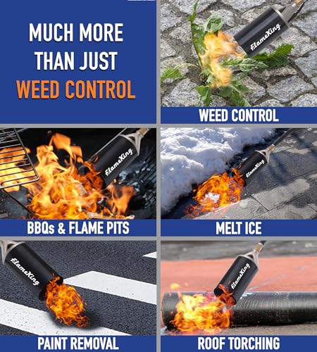 Flame King Propane Torch Kit Heavy Duty Weed Burner, 340,000 BTU with Piezo Igniter (Self Igniting), with 10-ft Hose for Weed Burning, Melting Ice and Snow, and Roofing - size: 340K BTU - Piezo Igniter