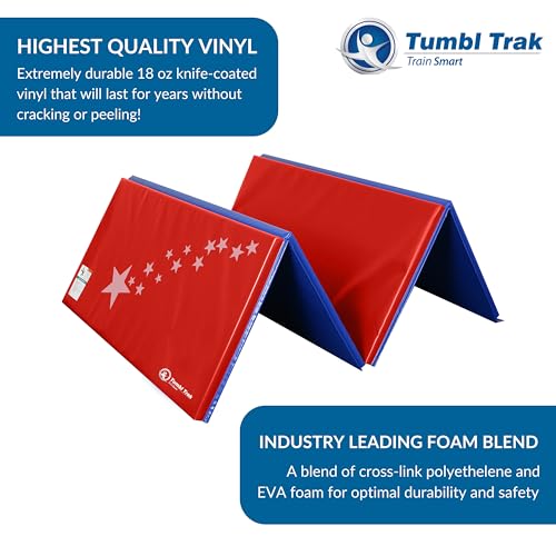 Tumbl Trak Gymnastics Folding Tumbling Panel Mat - color: Patriotic, size: 5'x10'x1.38"