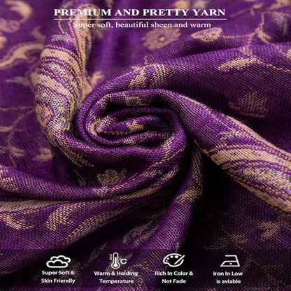 TUSHUSTY Pashmina Feel Shawls Wraps Rave Scarf for Women Soft Silky Reversible Men Scarves Hijab - color: Purple